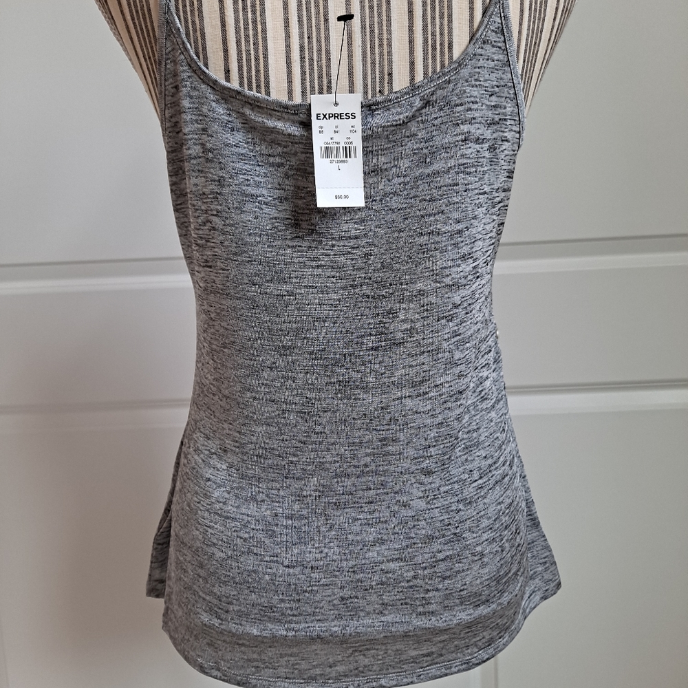 Express Metallic Ruched Side Cami - Silver Heather - Picture 4 of 6